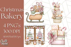 Christmas Sweet Shoppe Clipart PNG, Pastel Bakery Art Product Image 1