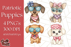 Patriotic Dogs Clipart, Cute 4th of July Puppies PNG Product Image 1