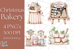 Christmas Sweet Shoppe Clipart PNG, Pastel Bakery Art Product Image 1