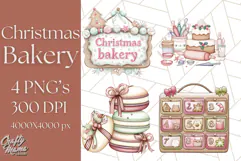 Christmas Sweet Shoppe Clipart PNG, Pastel Bakery Art Product Image 1