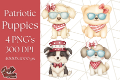 Patriotic Dogs Clipart, Cute 4th of July Puppies PNG Product Image 1