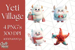Holiday Yeti Village PNG Clipart, Cute Winter Clip Art Product Image 1