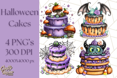Whimsical Halloween Cake Clipart PNG, Spooky Desserts Product Image 1