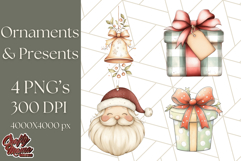 Vintage Christmas Ornaments and Presents PNG Holiday Clipart Product Image 1