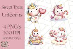 Cute Dessert Unicorn PNG Clipart with Cupcakes &amp; Candies Product Image 1