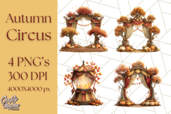 Autumn Circus Clipart Carnival Tent Fall PNG, Vintage Circus Product Image 1