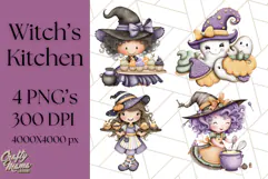 Cute Witch Halloween Baking Clipart PNG, Holiday Treats Png Product Image 1