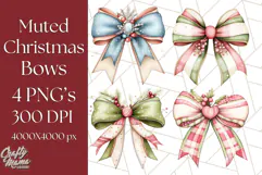 Muted Cozy Christmas Bows PNG Clipart, Winter Holiday Png Product Image 1