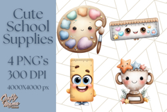 Simple School Supplies Clipart, Cute Classroom PNG Product Image 1
