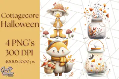 Cottagecore Halloween Clipart Cozy PNG, Autumn Fall Png Product Image 1