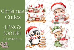Christmas Baking Critters PNG Clipart, Cute Animals Holiday Product Image 1