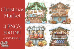 Cozy Christmas Market Stall Clipart PNG, Holiday Art Png Product Image 1