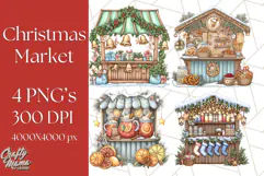 Cozy Christmas Market Stall Clipart PNG, Holiday Art Png Product Image 1