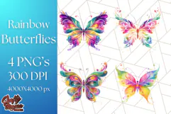 Colorful Butterfly Clipart PNG Clipart, Rainbow Butterfly Product Image 1