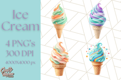 Ice Cream Clipart PNG, Summer Treats Clip Art, Swirl Cone Product Image 1