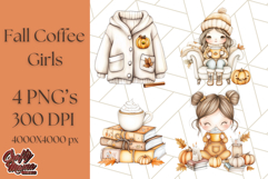 Pumpkin Spice Chibi Girls, Fall Accessories PNG, Cozy Autumn Product Image 1
