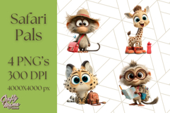Cute Safari Animal Clipart with Jungle Accessories Png Product Image 1
