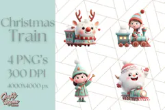 Christmas Train Ride PNG Clipart with Yeti and Elves Product Image 1