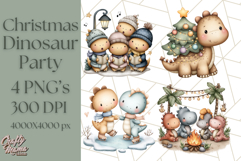 Christmas Dinosaur Party Png, Dino Clipart PNG Product Image 1