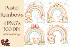 Pastel Plushie Rainbow Clipart PNG, Nursery Baby Animals Png Product Image 1