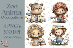 Zoo Animal Occupations PNG, Cute Career Clipart Product Image 1