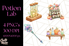 Hocus Pocus Potion Lab Clipart PNG Halloween Clip Art Product Image 1