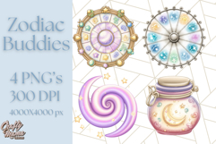 Zodiac Buddies Clipart PNG, Cute Astrology Clip Art Product Image 1