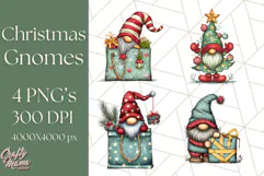 Christmas Gnome Clipart, Holiday Gnomes PNG Illustrations Product Image 1