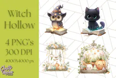 Halloween Witch House Clipart PNG with Potions and Brooms Product Image 1