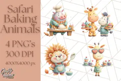 Cozy Safari Baking Animals PNG, Cute Jungle Kitchen Art Product Image 1