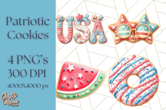 Fourth of July Cookie PNG, Patriotic Clipart USA Treats Png Product Image 1