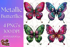 Metallic Butterfly Clipart PNG Clipart, Vibrant Butterfly Product Image 1