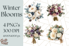 Whimsy Winter Florals Clipart PNG, Christmas Png Clipart Product Image 1
