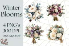 Whimsy Winter Florals Clipart PNG, Christmas Png Clipart Product Image 1