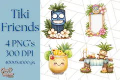 Tropical Tiki Friends PNG Clipart, Cute Summer Art Product Image 1