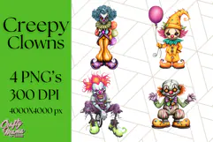 Creepy Clown Halloween PNG Clipart, Spooky Circus Art Product Image 1