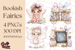 Bookish Fairy PNG Clipart, Whimsical Reading Elements Png Product Image 1