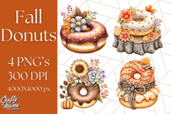 Fall Donut Clipart PNG, Autumn Donuts With Pumpkins Product Image 1