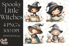 Spooky Little Witches Halloween Clipart PNG Product Image 1