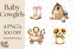 Cowgirl Baby Clipart PNG, Cute Toddler Western Outfit Art Product Image 1