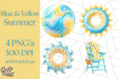 Sky Blue and Sunshine Yellow Summer Clipart PNG, Tropical Product Image 1