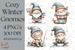 Watercolor Winter Gnome Clipart, Cute Gnome Christmas PNG Product Image 1