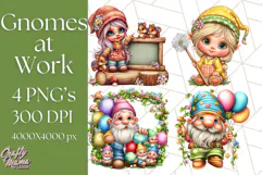 Gnomes at Work Clipart PNG, Cute Gnomes PNG Illustration Product Image 1