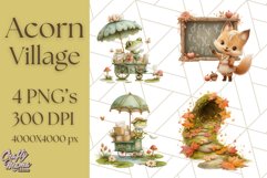 Acorn Village Clipart PNG, Fall Animal Png Product Image 1