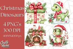 Christmas Dinosaur PNG Clipart, Cute Dino Holiday Art Png Product Image 1
