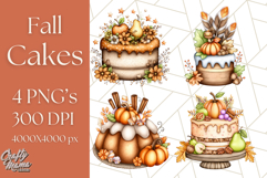 Fall Cake Clipart PNG, Autumn Cakes With Pumpkins Product Image 1