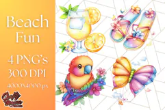 Bright Summer Clipart, Beach & Vacation PNG, Tropical Png Product Image 1