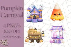 Creepy Carnival Halloween Clipart PNG with Hayride Art Product Image 1