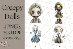 Creepy Dolls Clipart PNG Haunted Toy Characters Product Image 1