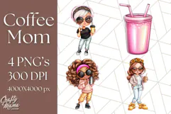 Sassy Mom Coffee PNG Clipart, Messy Bun Mom Life PNGs Product Image 1